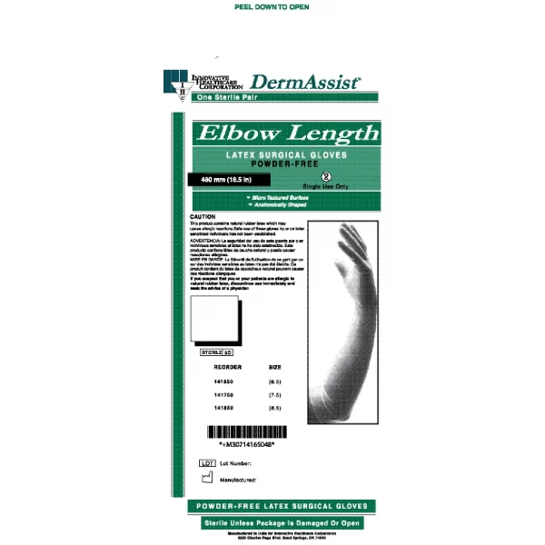 INNOVATIVE DERMASSIST  ELBOW LENGTH POWDER-FREE LATEX SURGICAL GLOVES