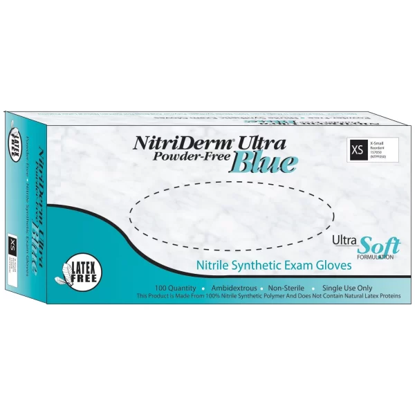 INNOVATIVE NITRIDERM  ULTRA BLUE NITRILE SYNTHETIC POWDER-FREE NON-STERILE EXAM GLOVES
