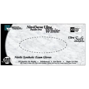 INNOVATIVE NITRIDERM  ULTRA WHITE NITRILE SYNTHETIC POWDER-FREE EXAM GLOVES