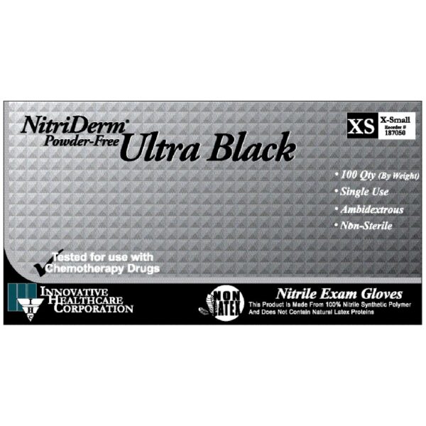 INNOVATIVE NITRIDERM  ULTRA BLACK POWDER-FREE NITRILE SYNTHETIC GLOVES