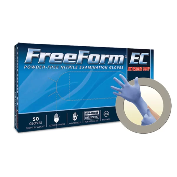ANSELL MICROFLEX FREEFORM EC POWDER-FREE EXTENDED CUFF NITRILE EXAM GLOVES