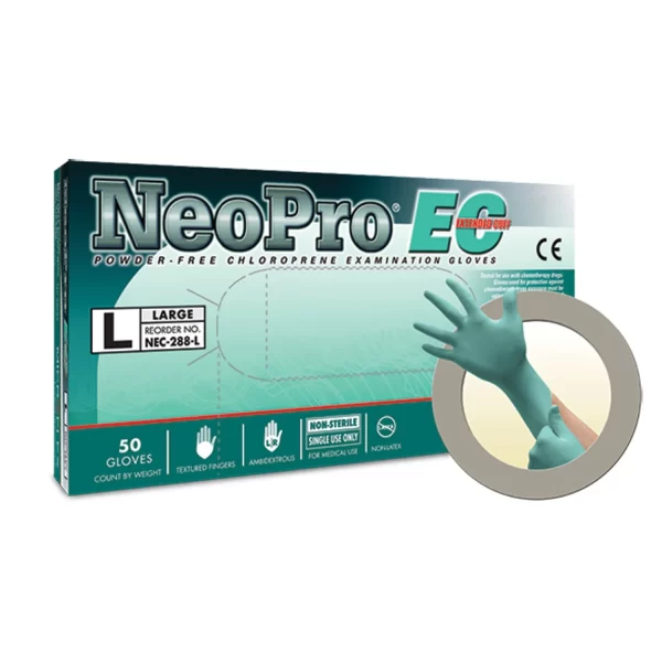 ANSELL MICROFLEX NEOPRO EC POWDER-FREE EXTENDED CUFF CHLOROPRENE EXAM GLOVES