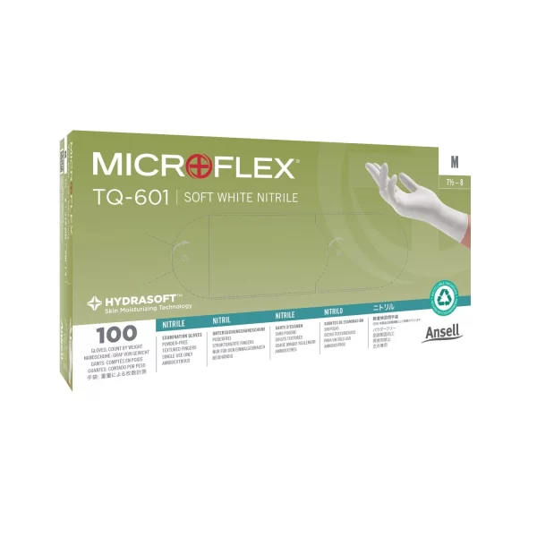 ANSELL MICROFLEX SOFT WHITE POWDER-FREE NITRILE EXAM GLOVES