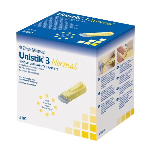 OWEN MUMFORD UNISTIK 3 PRE-SET SINGLE USE SAFETY LANCETS