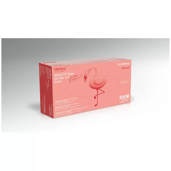 VENTYV NITRILE POWDER FREE EXAM GLOVE ULTRA 3.5 (FLAMINGO)